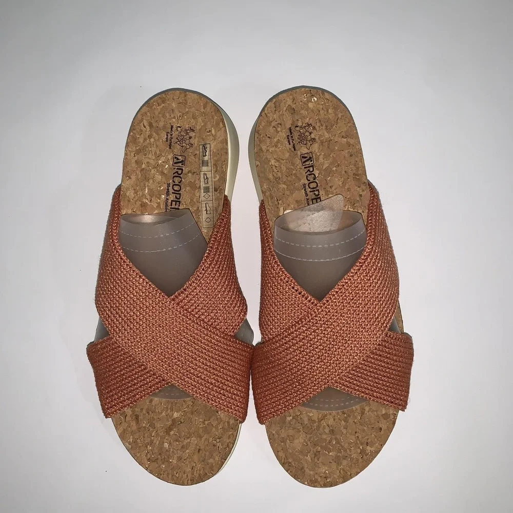 Arcopedico Sandals Womens Size 5 Orange Synthetic Slide Comfort Cork Footbed